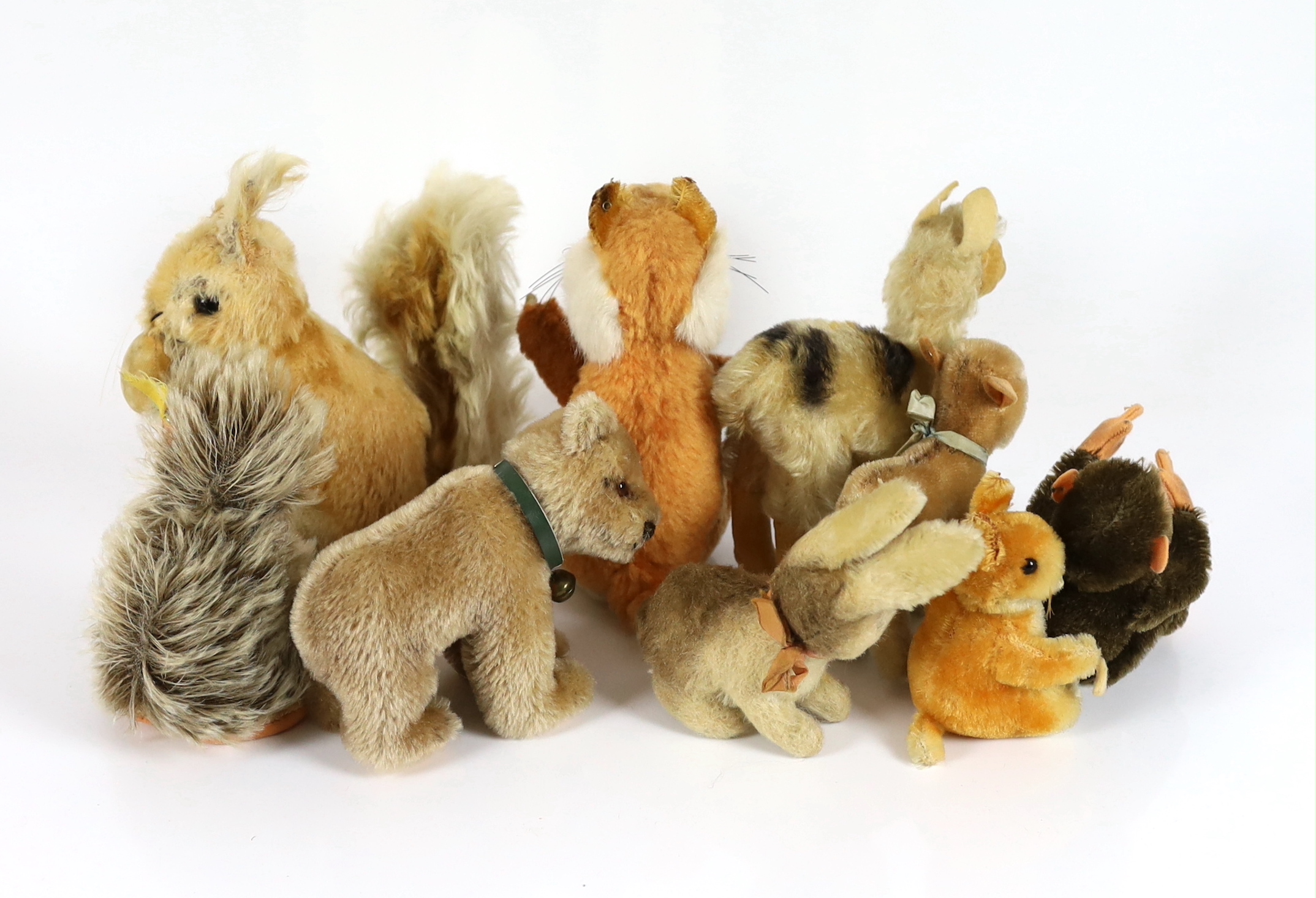 Ten Steiff animals including a Jocko 1950's (10)